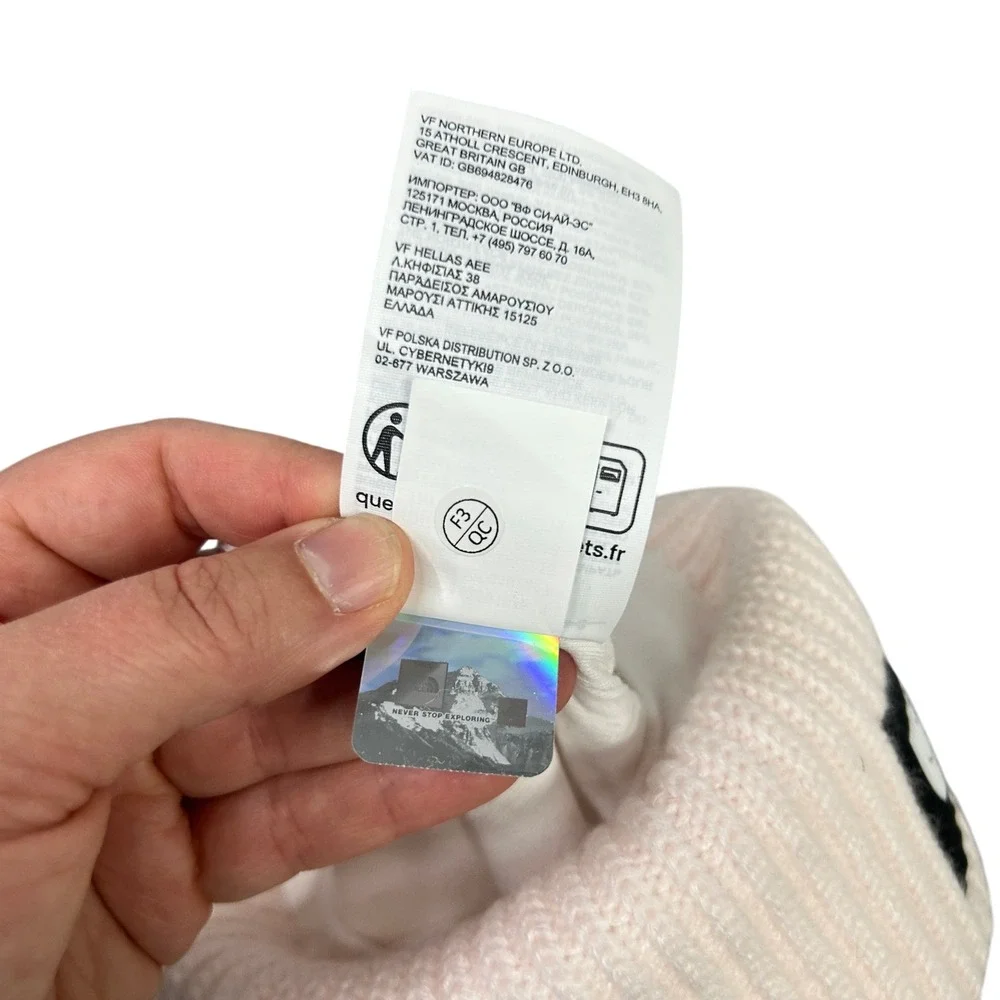 The North Face Beanie Hat One Size Pink Rib Knit Cuffed‎ Logo Gorpcore Outdoor